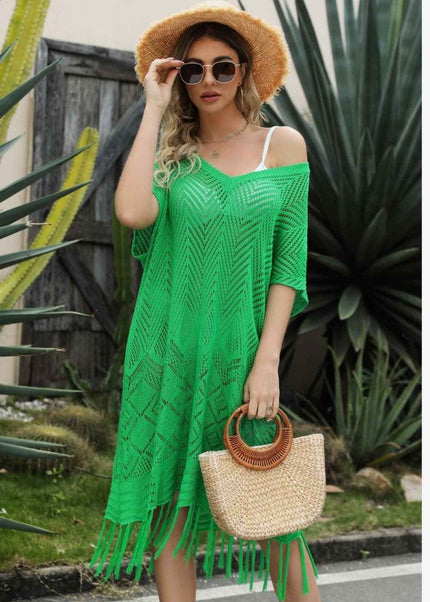 Fringe Hem Knit Dress