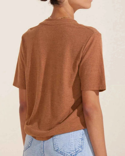 V - Neck Short Sleeve T-Shirt - Trendsi