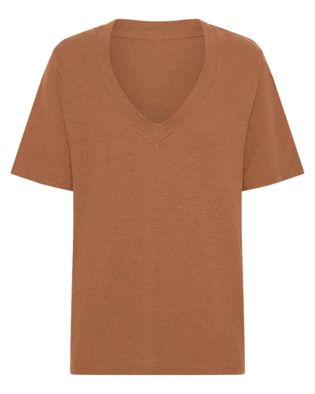 V - Neck Short Sleeve T-Shirt - Trendsi