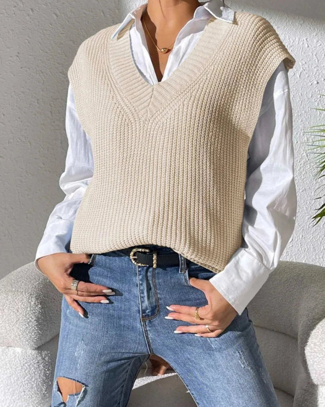 V - Neck Sweater Vest - Trendsi