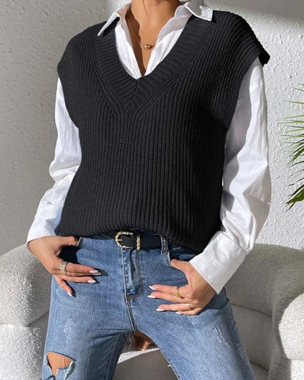 V - Neck Sweater Vest - Trendsi