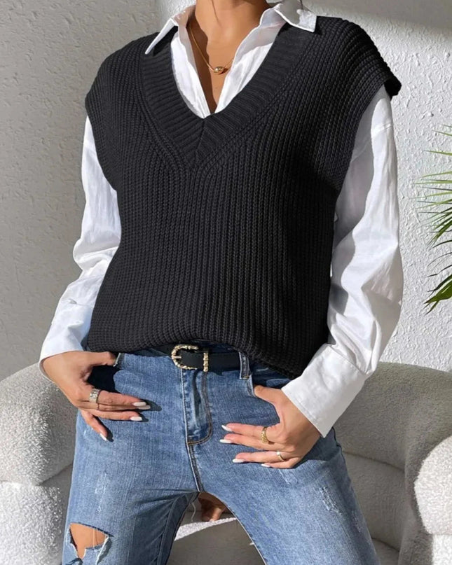V - Neck Sweater Vest - Trendsi