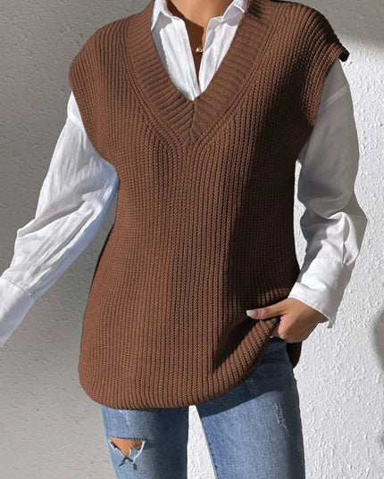 V - Neck Sweater Vest - Trendsi