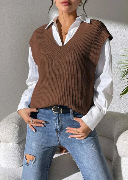 V - Neck Sweater Vest - Trendsi