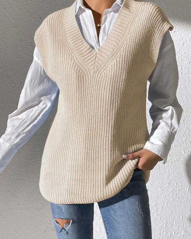 V - Neck Sweater Vest - Trendsi
