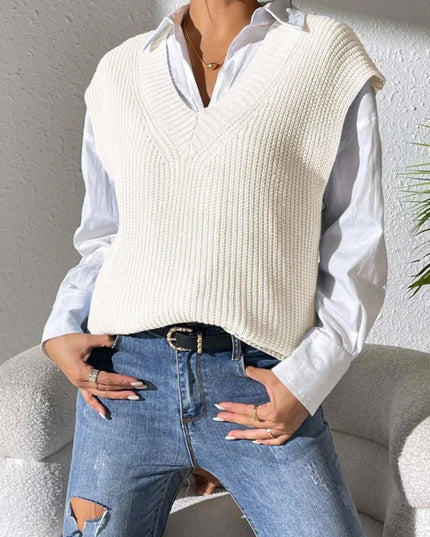 V - Neck Sweater Vest - Trendsi