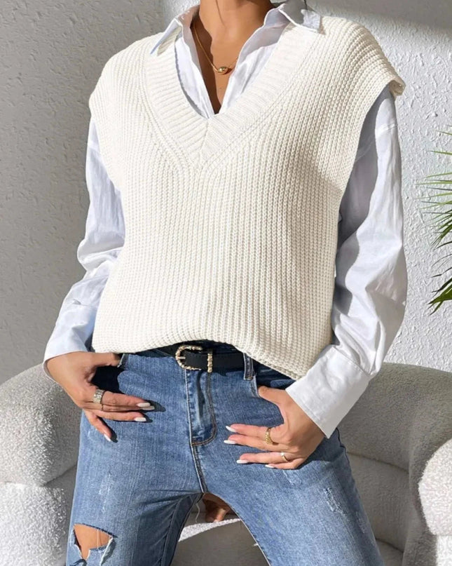 V - Neck Sweater Vest - Trendsi