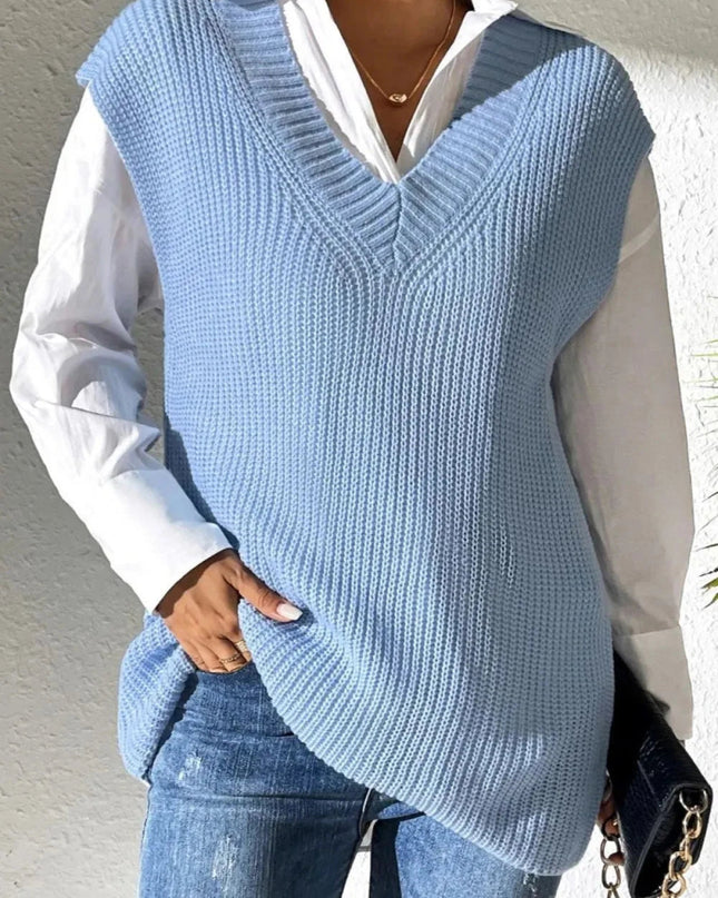 V - Neck Sweater Vest - Trendsi