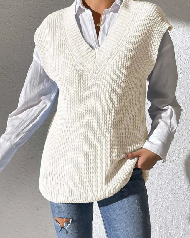 V - Neck Sweater Vest - Trendsi
