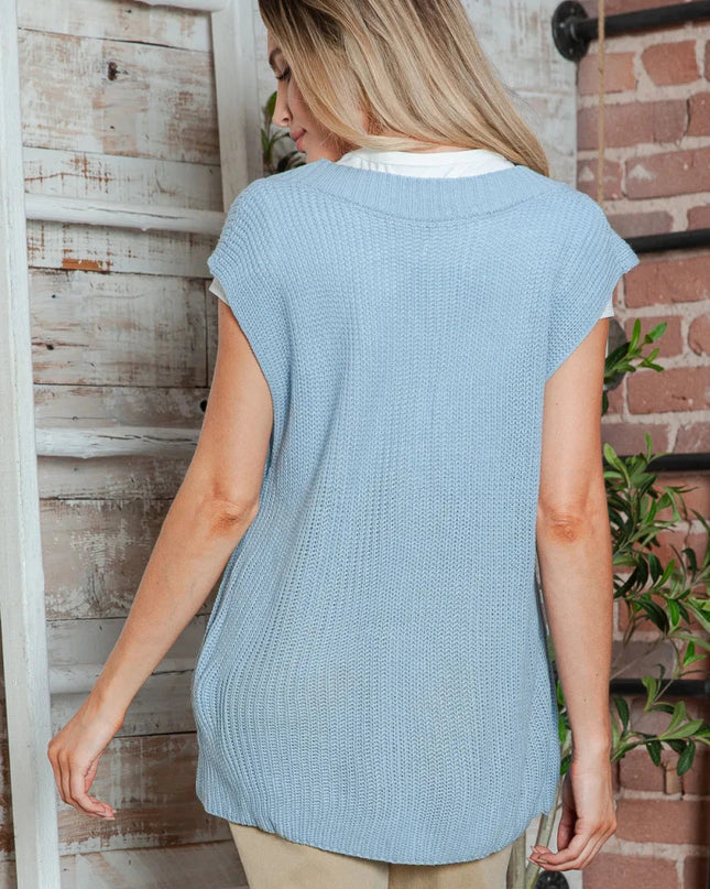 V - Neck Sweater Vest - Trendsi