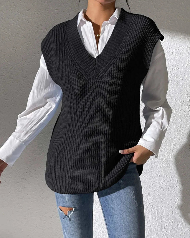 V - Neck Sweater Vest - Trendsi