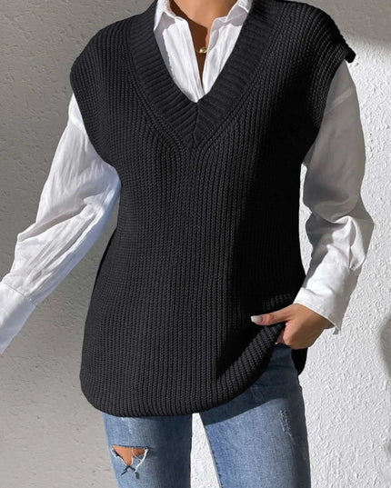 V - Neck Sweater Vest - Trendsi