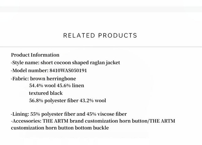 "Warm Cocoon" Italian Herringbone Wool Short Coat – Classic Lapel Women’s Jacket - Wool Coat - Firelady Fur