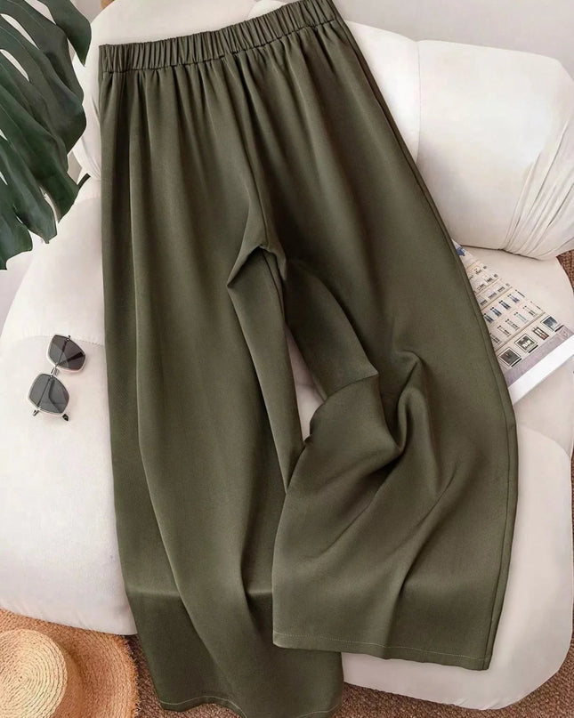 Wide - Leg Button - Accent Pants - Trendsi
