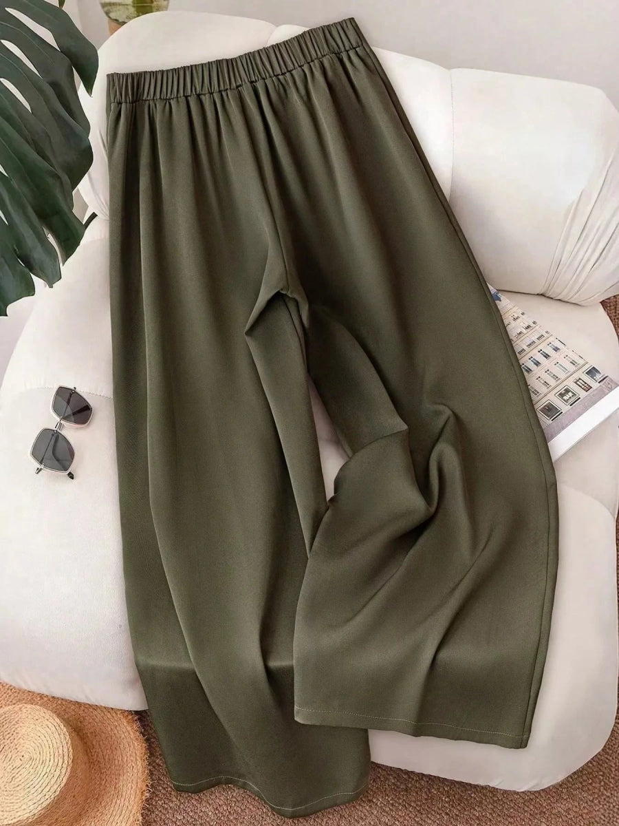 Wide-Leg Button Pants