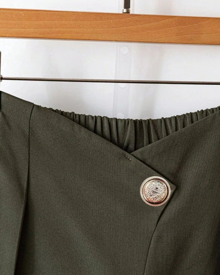 Wide - Leg Button - Accent Pants - Trendsi