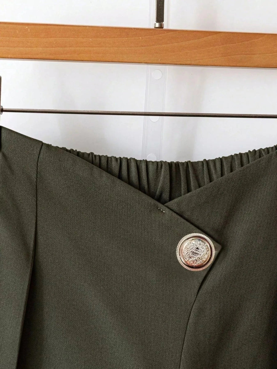 Wide-Leg Button Pants