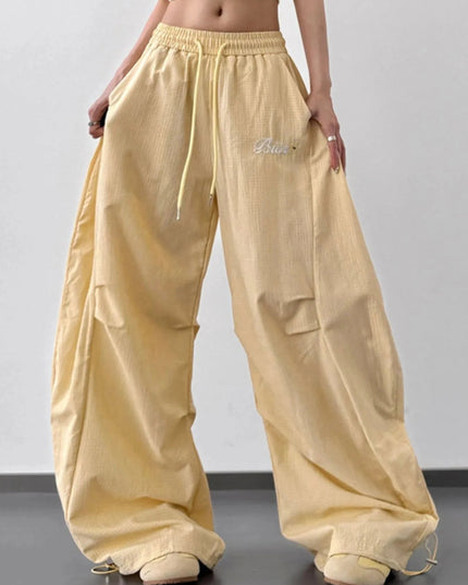 Wide Leg Drawstring Casual Pants - Trendsi