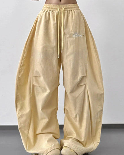 Wide Leg Drawstring Casual Pants - Trendsi