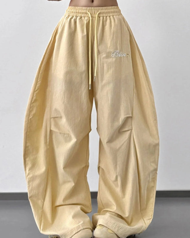 Wide Leg Drawstring Casual Pants - Trendsi