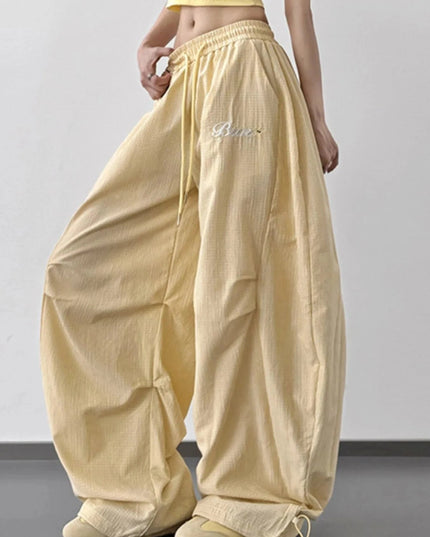 Wide Leg Drawstring Casual Pants - Trendsi