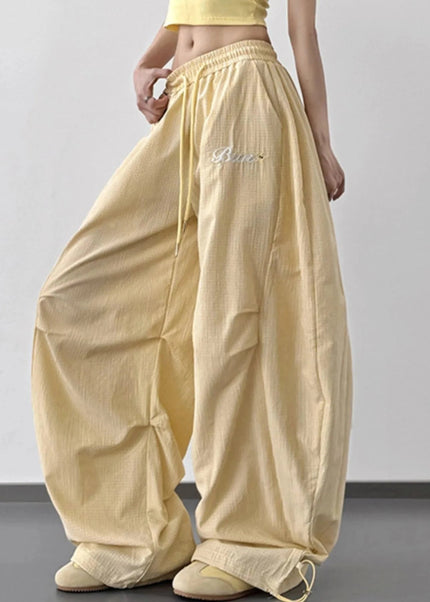 Wide Leg Drawstring Casual Pants - Trendsi