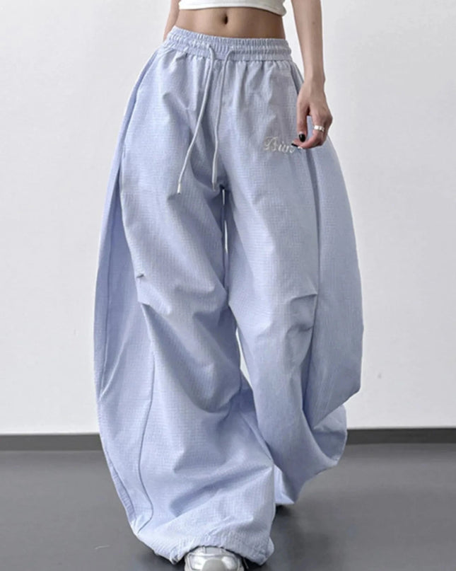 Wide Leg Drawstring Casual Pants - Trendsi