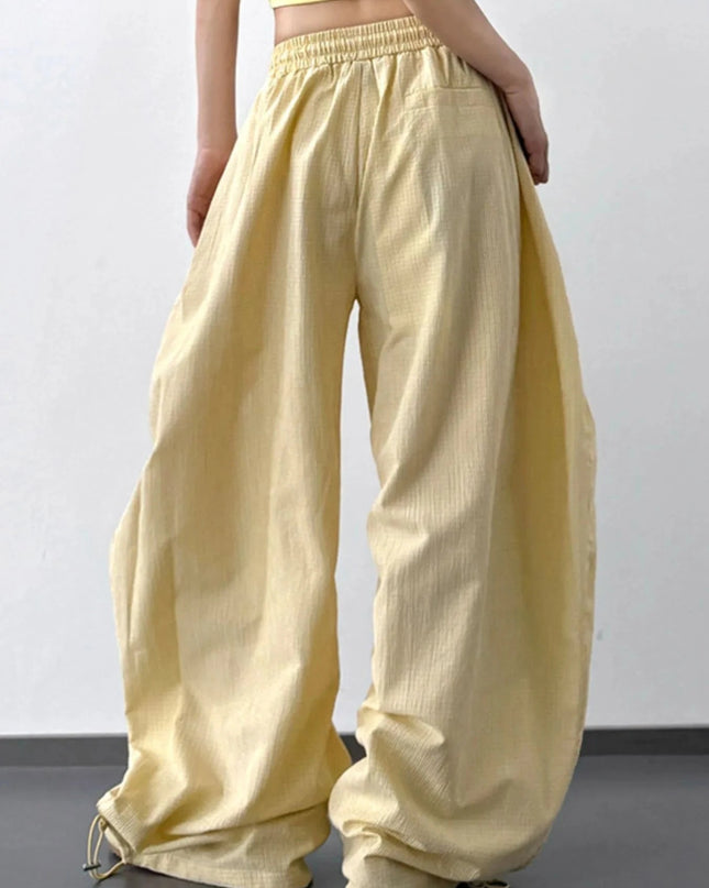Wide Leg Drawstring Casual Pants - Trendsi