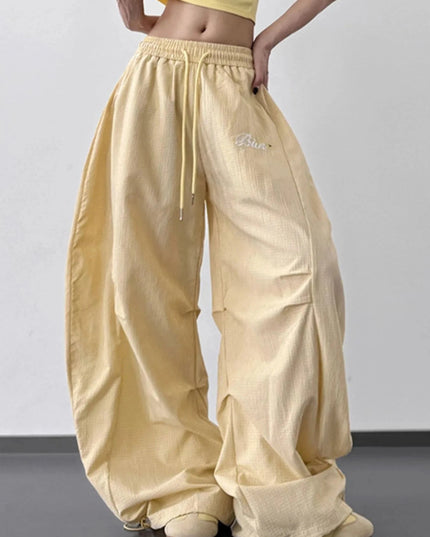Wide Leg Drawstring Casual Pants - Trendsi