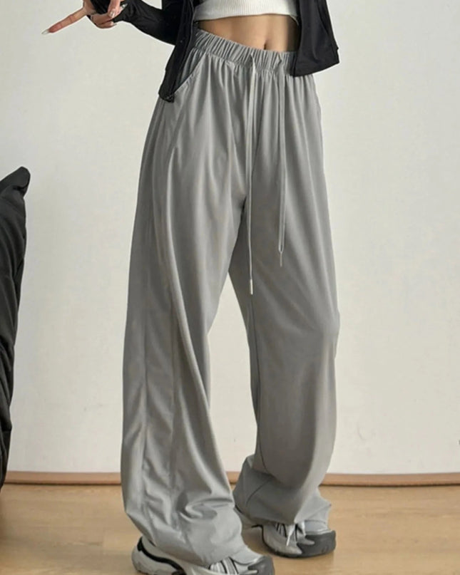 Wide - Leg Drawstring Pants - Trendsi