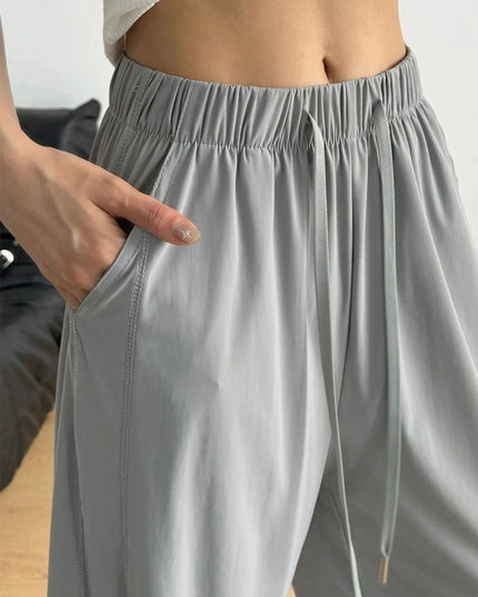 Wide - Leg Drawstring Pants - Trendsi