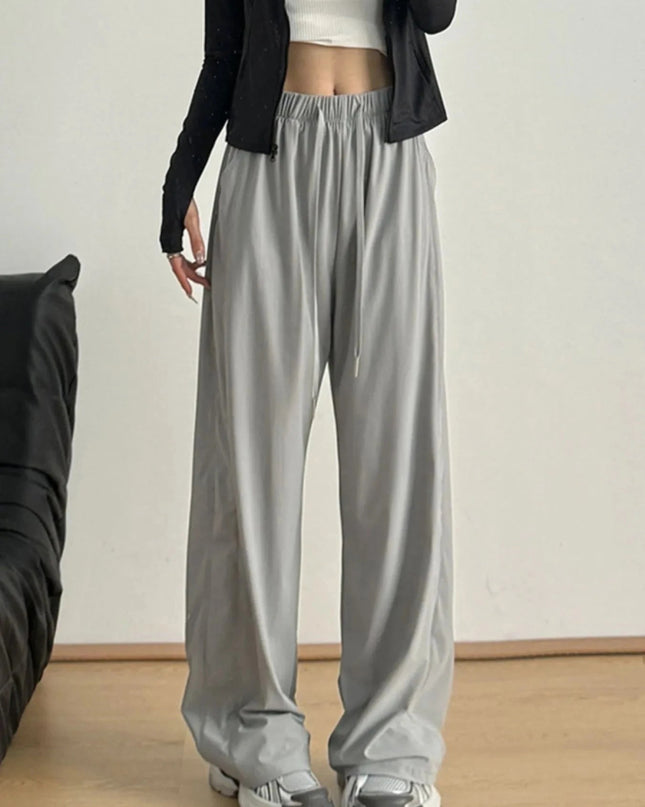 Wide - Leg Drawstring Pants - Trendsi