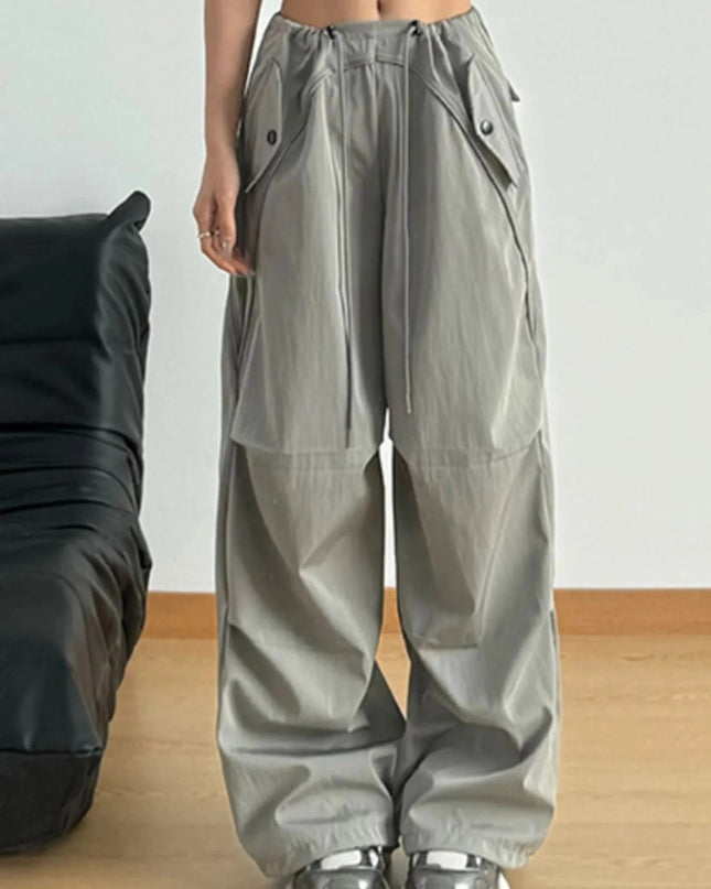 Wide Leg Drawstring Pants - Trendsi