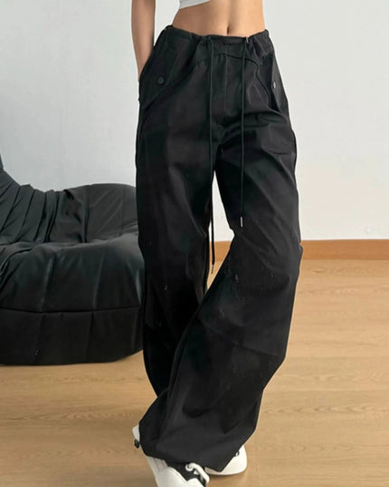 Wide Leg Drawstring Pants - Trendsi