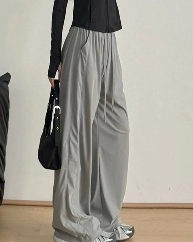 Wide - Leg Drawstring Pants - Trendsi