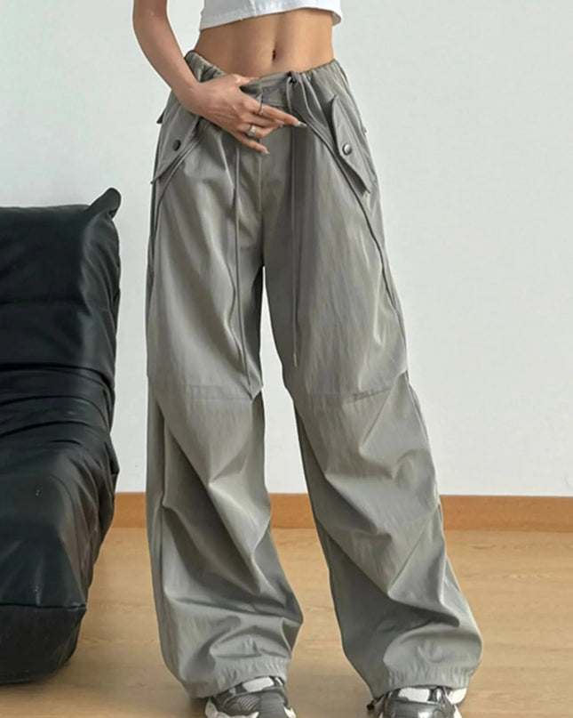 Wide Leg Drawstring Pants - Trendsi