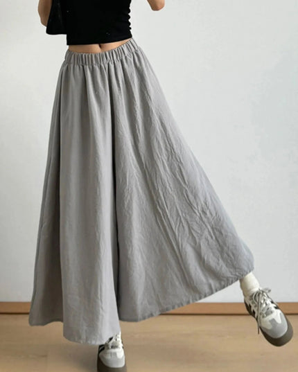 Wide - Leg Elastic Waist Pants - Trendsi