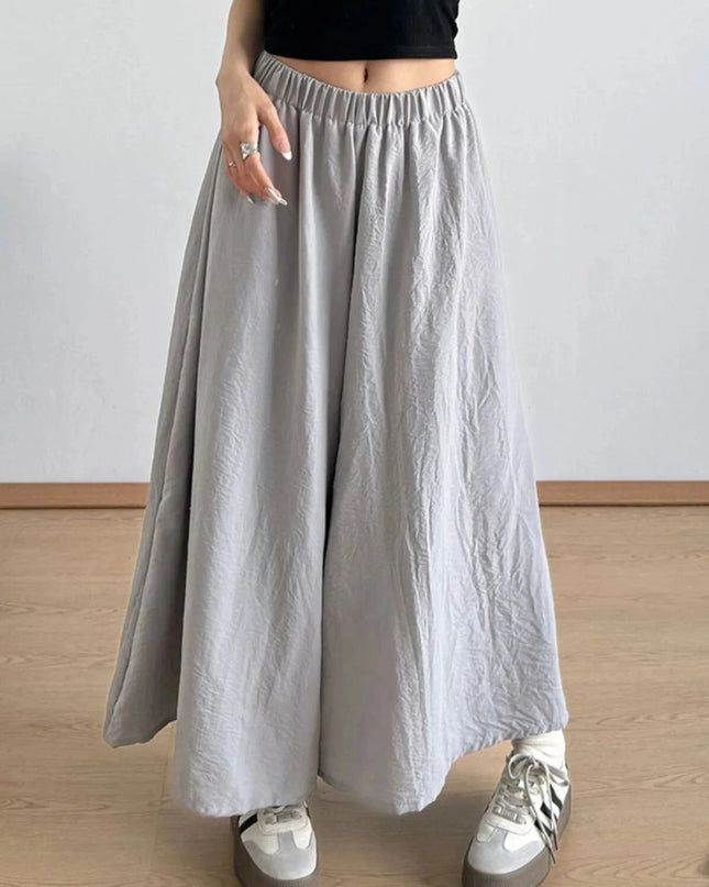 Wide - Leg Elastic Waist Pants - Trendsi