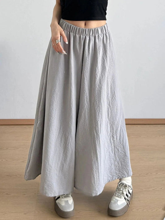 Wide-Leg Elastic Waist Pants