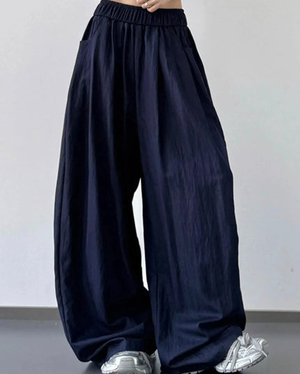 Wide Leg Pants with Elastic Waistband - Trendsi