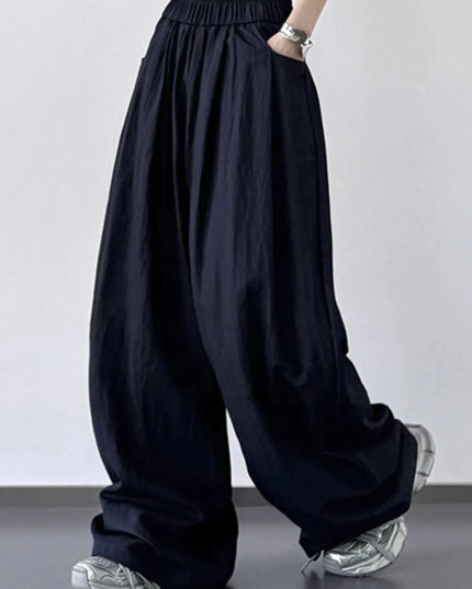 Wide Leg Pants with Elastic Waistband - Trendsi
