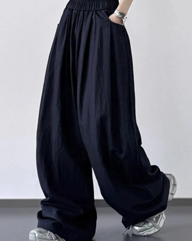 Wide Leg Pants with Elastic Waistband - Trendsi