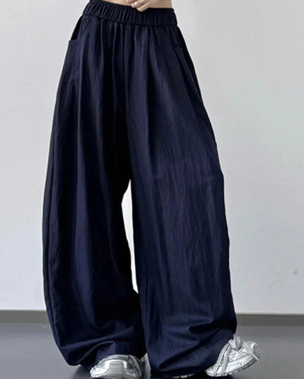 Wide Leg Pants with Elastic Waistband - Trendsi