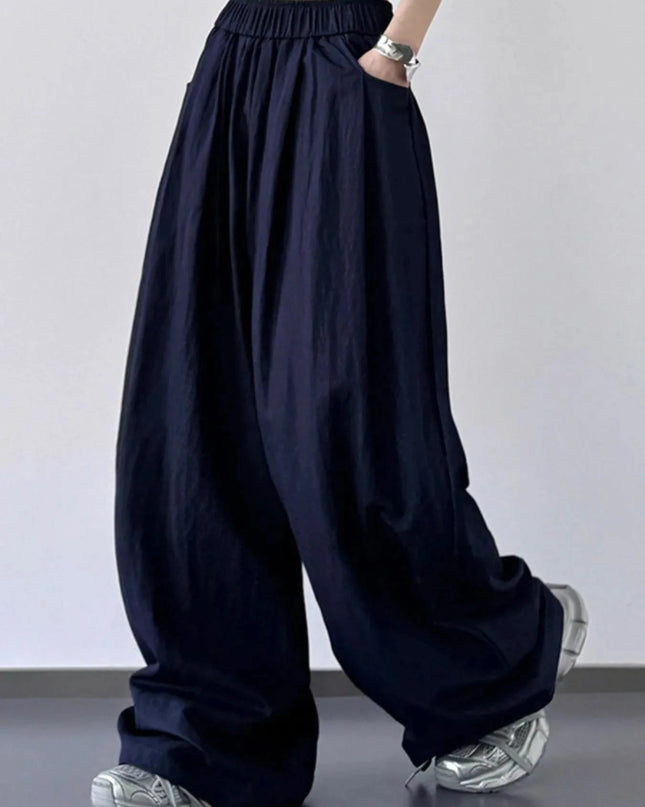 Wide Leg Pants with Elastic Waistband - Trendsi