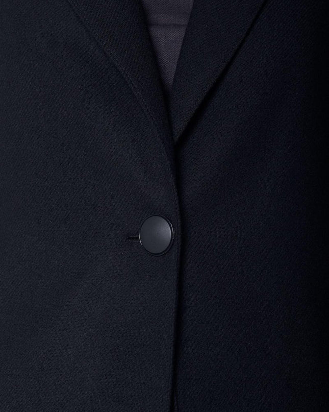 Women's Black Wool Long Coat - Winter Outerwear Flannel Jacket - black and white tweed jacket - Le Réussi