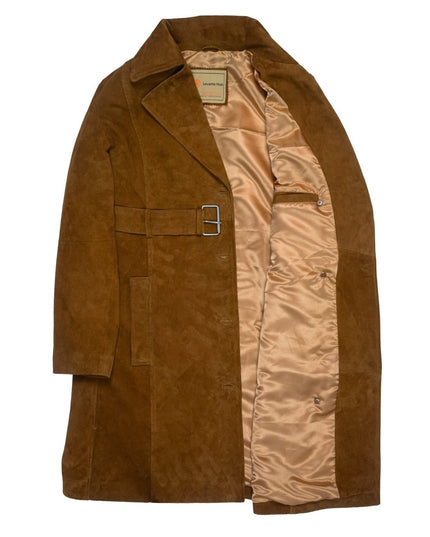 Women’s Caramel Brown Suede Trench Coat