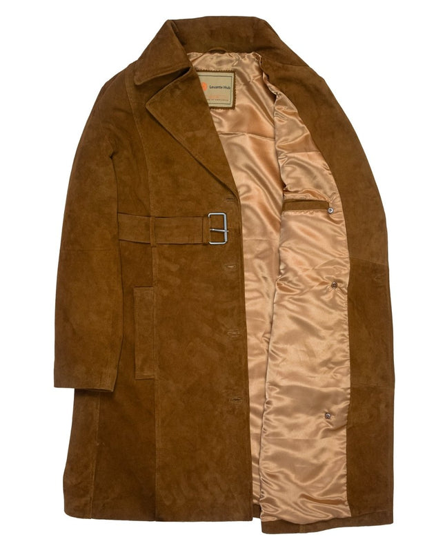 Women’s Caramel Brown Suede Trench Coat