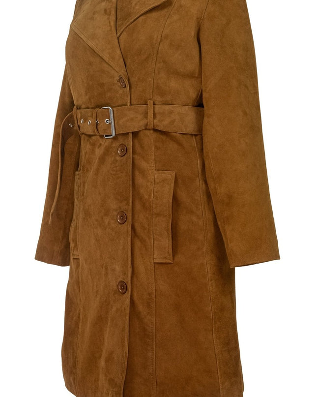 Women’s Caramel Brown Suede Trench Coat
