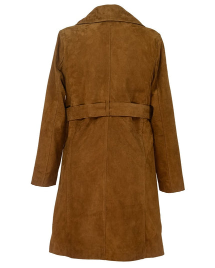 Women’s Caramel Brown Suede Trench Coat