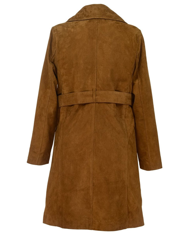 Women’s Caramel Brown Suede Trench Coat